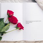 Roses on top of an open book beside a page that reads "You're not wrong because you aren't right for someone You were mismatched Not broken"