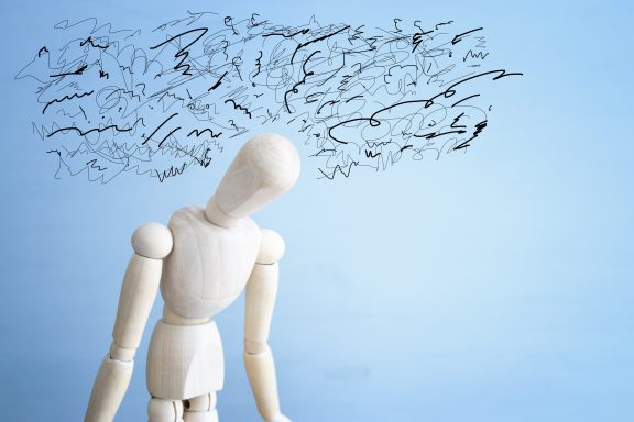 image of person with worried stressed thoughts. depression, obsessive compulsive, adhd, anxiety disorders concept