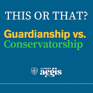 Blog post thumbnail image with the text "This or That? Guardianship vs. Conservatorship"