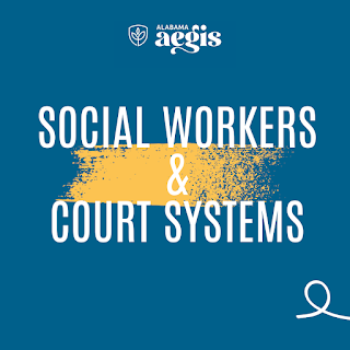 Blog post thumbnail image with the text "Social Workers and Court Systems"
